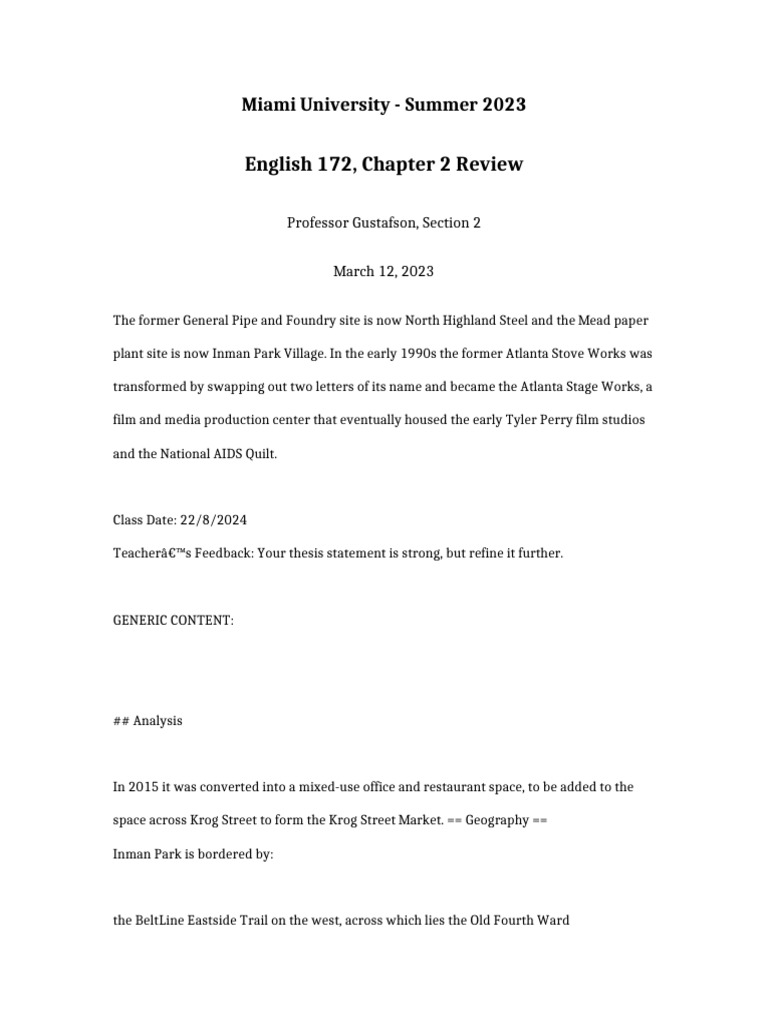 English 172 Chapter 2 Review | PDF