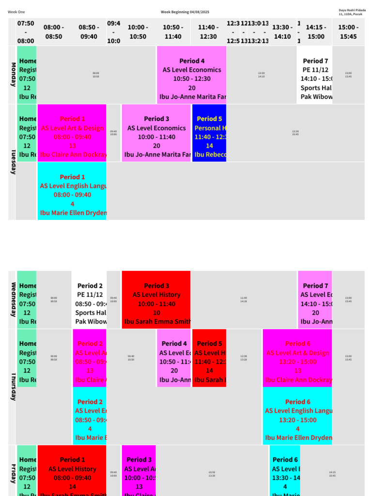 Timetable | PDF