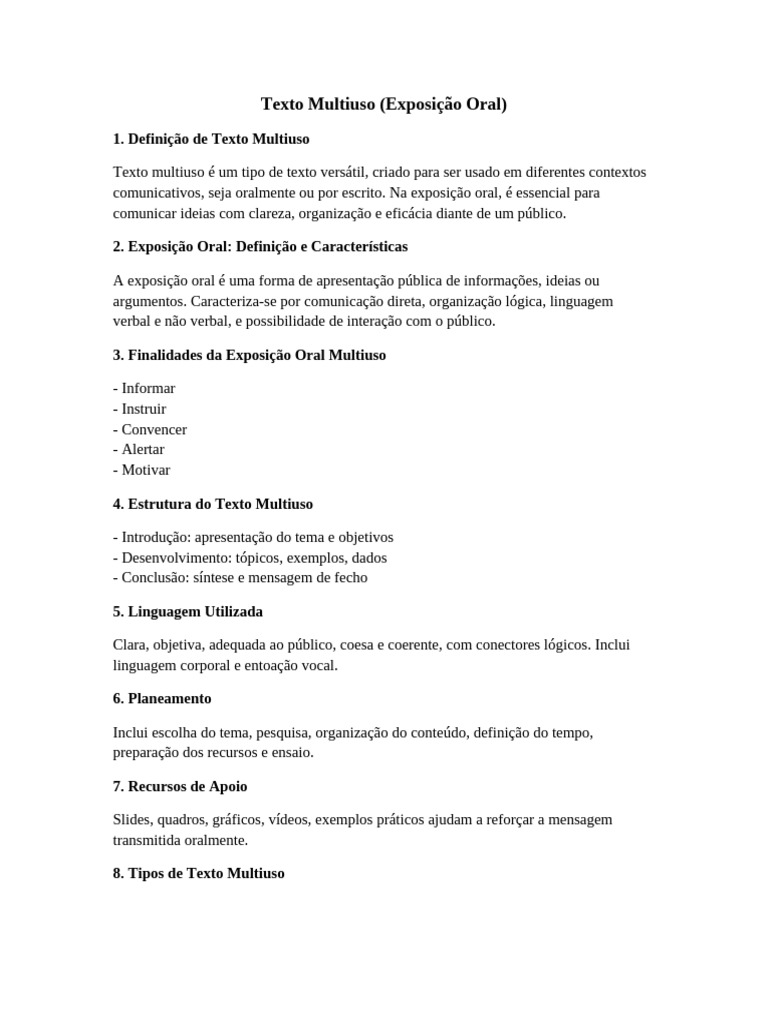 Estrutura do Texto Multiuso na Exposição | PDF | Comunicação ...
