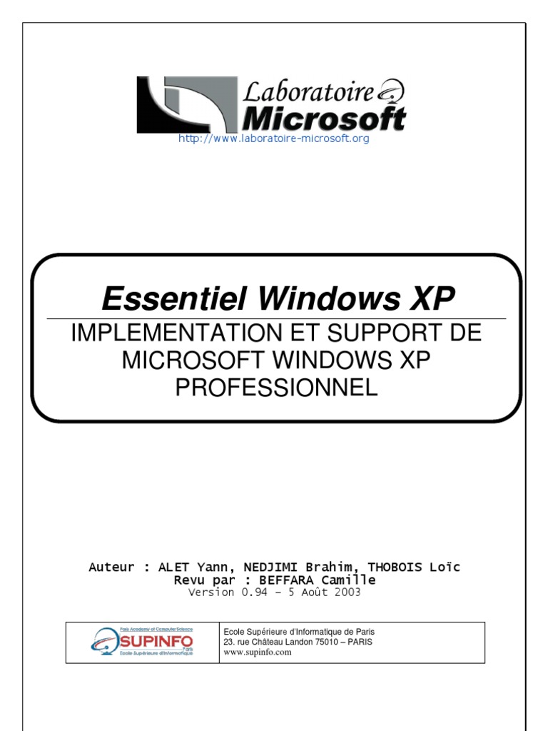 Cours Sur Microsoft XP Pro | PDF | Microsoft Windows | Windows XP