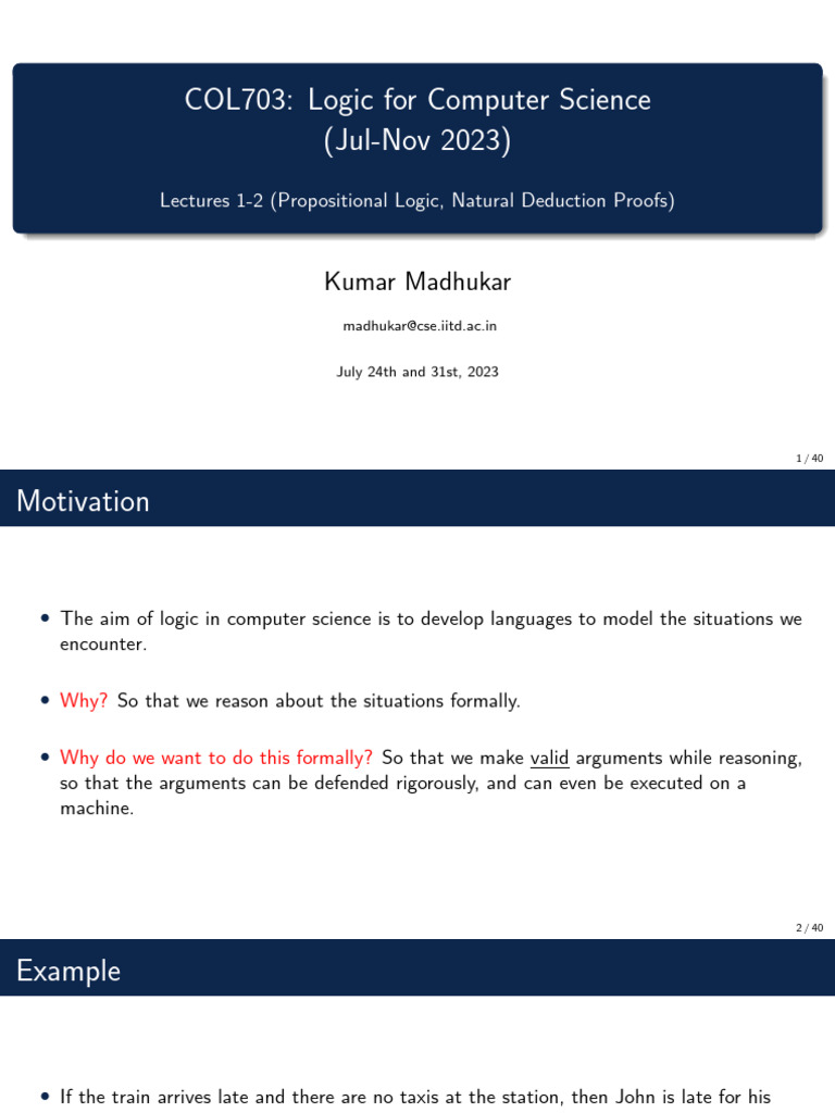 Propositional Logic in Computer Science | PDF | Logic | Deductive Reasoning