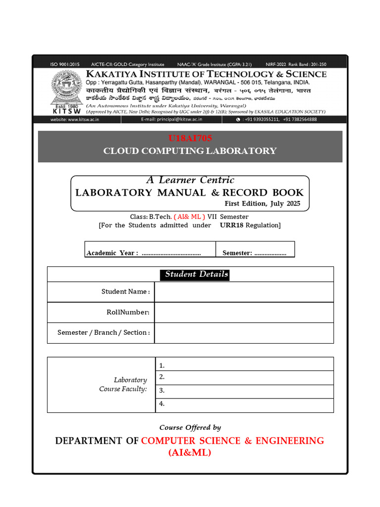 Learner Centric Cloud Computing Lab Manual | PDF | Computer Programming ...