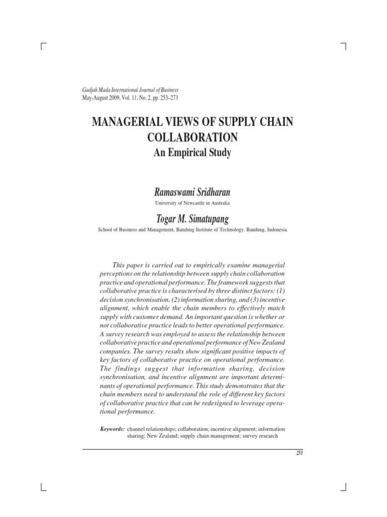 Managerial Insights on Supply Chain Collaboration | PDF | Cronbach's ...