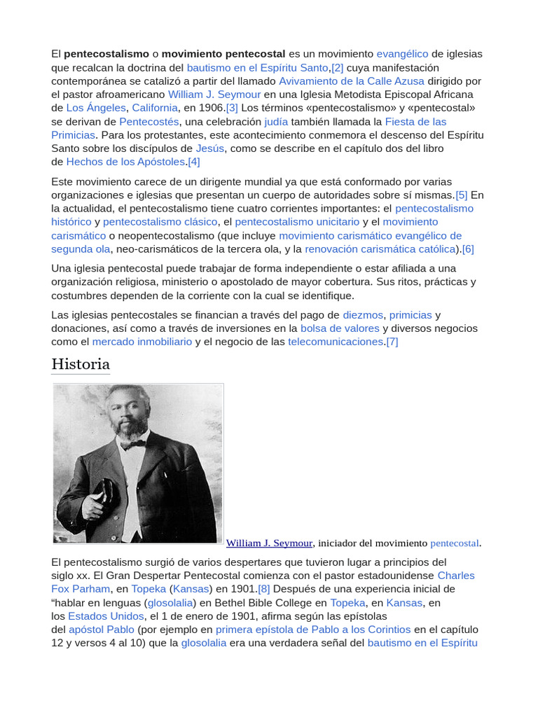 Historia del Pentecostalismo y Seymour | PDF | Pentecostalismo ...