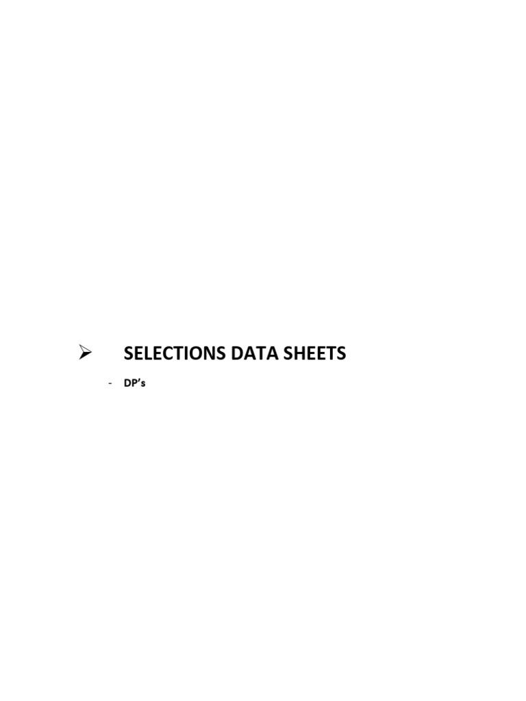 Selections Data Sheets | PDF