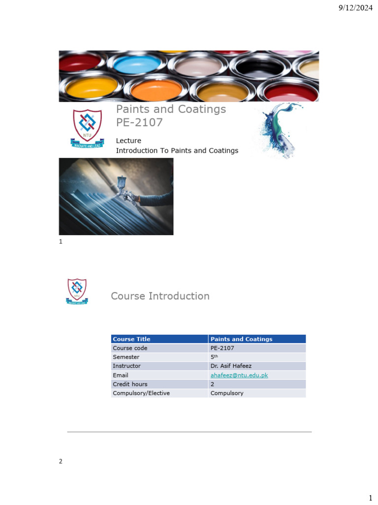 Introduction to Paints and Coatings | PDF | Paint | Coating