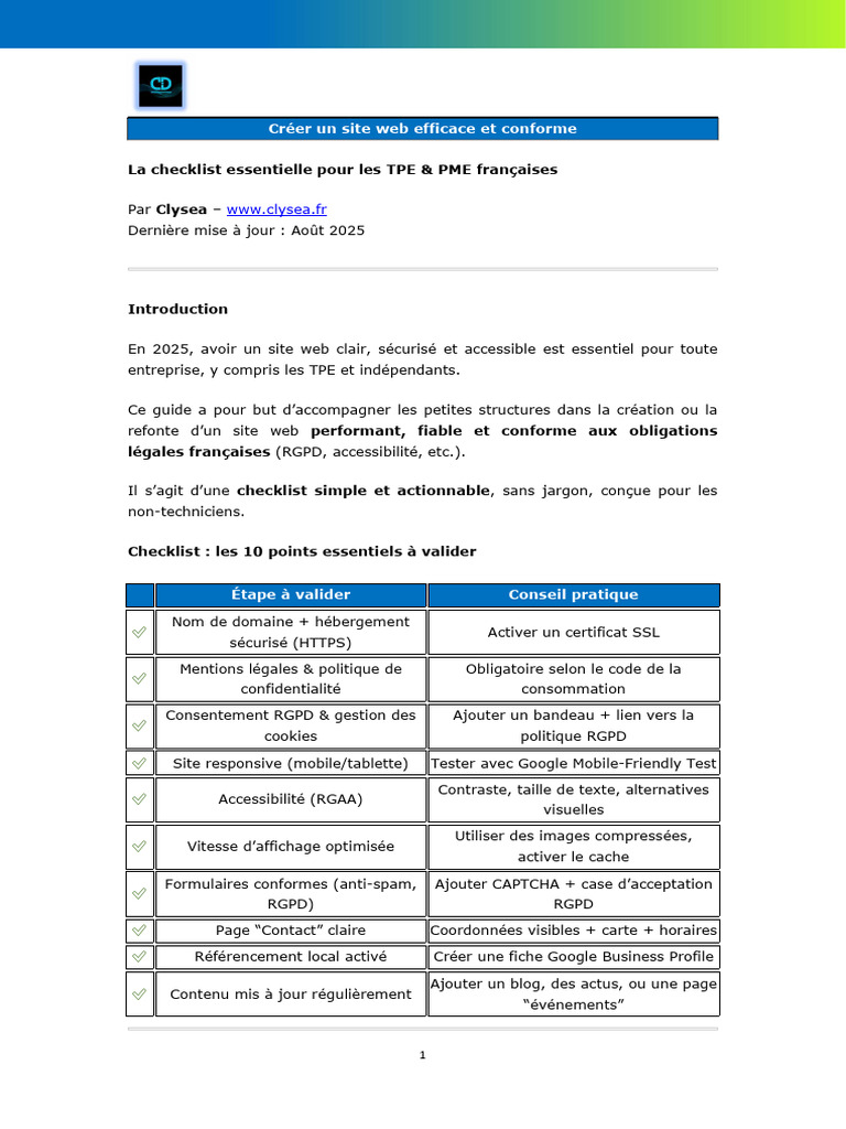 Checklist pour un site web conforme TPE PME | PDF | Internet | Internet ...
