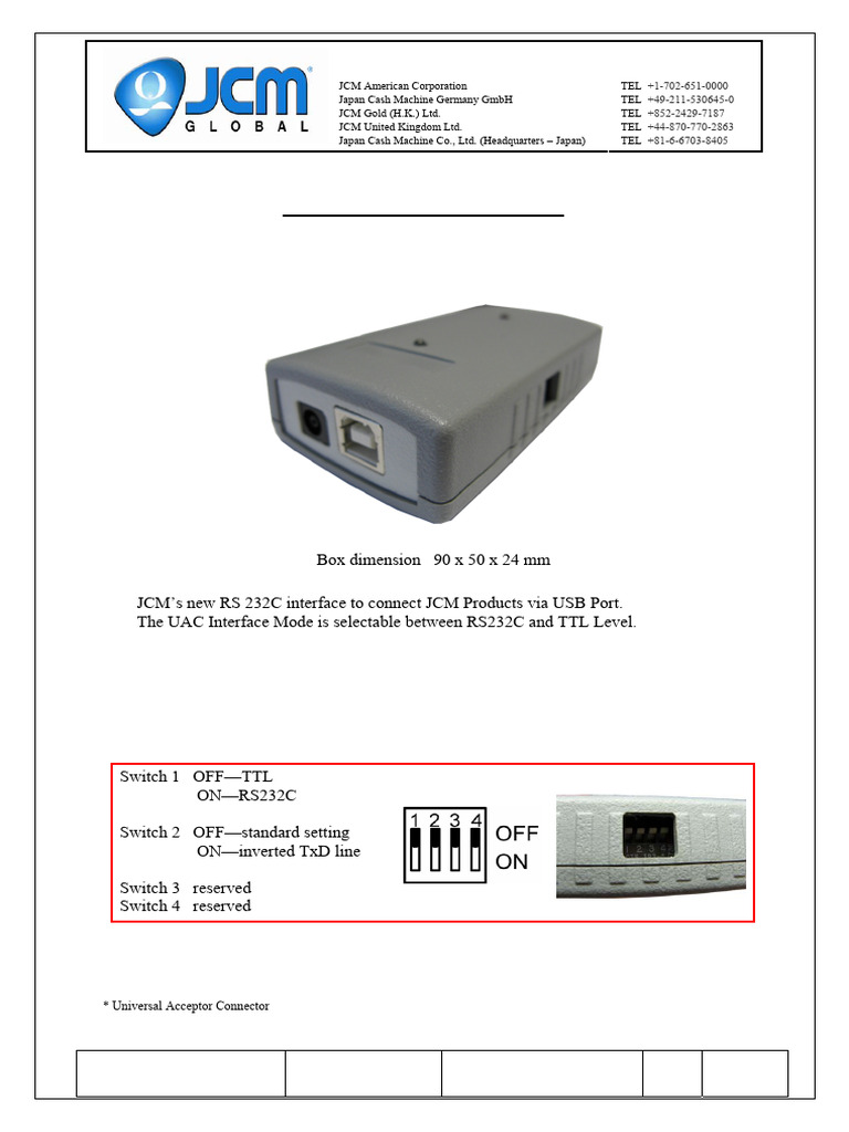JCM - UAC User Manual Rev 1.2 | PDF | Usb | Computer Architecture