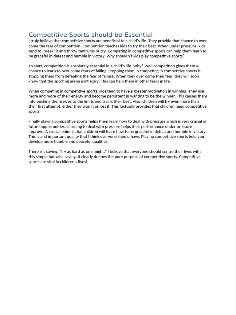 Teaching Kids to Compete in Sports | PDF