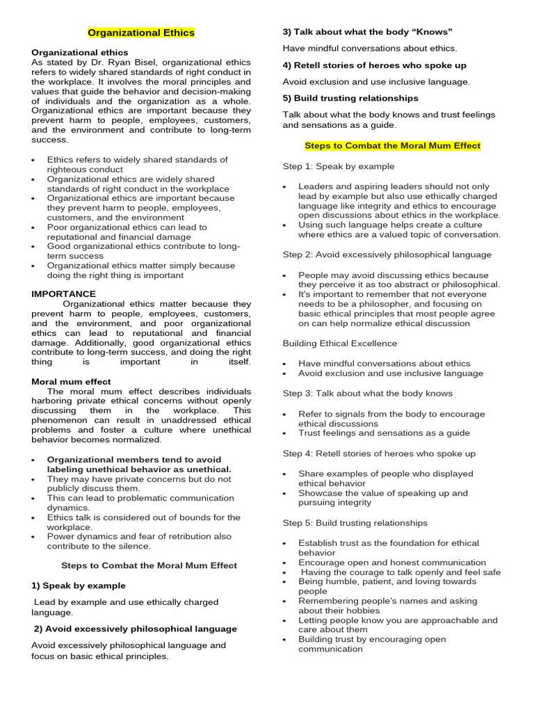 Enhancing Workplace Ethics | PDF | Integrity | Psychological Concepts