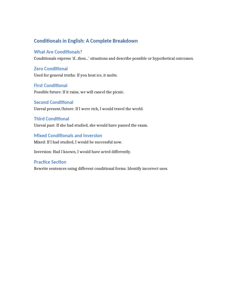 Understanding English Conditionals Explained | PDF