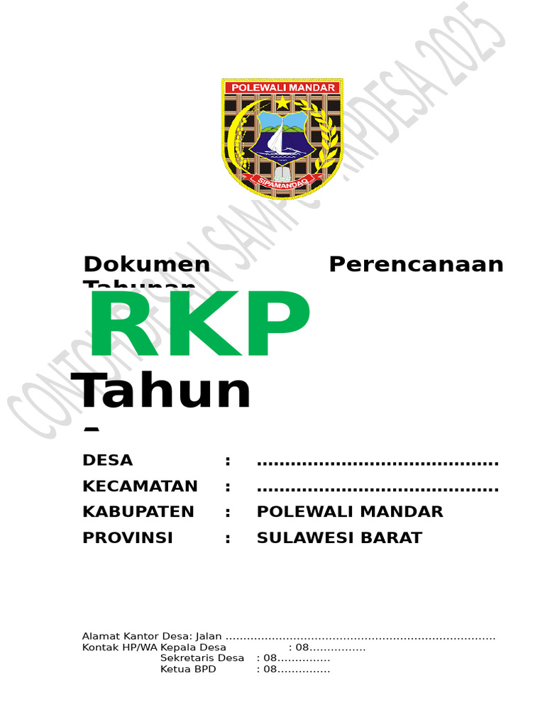 Sampul RKP Desa 2025 Polewali Mandar | PDF