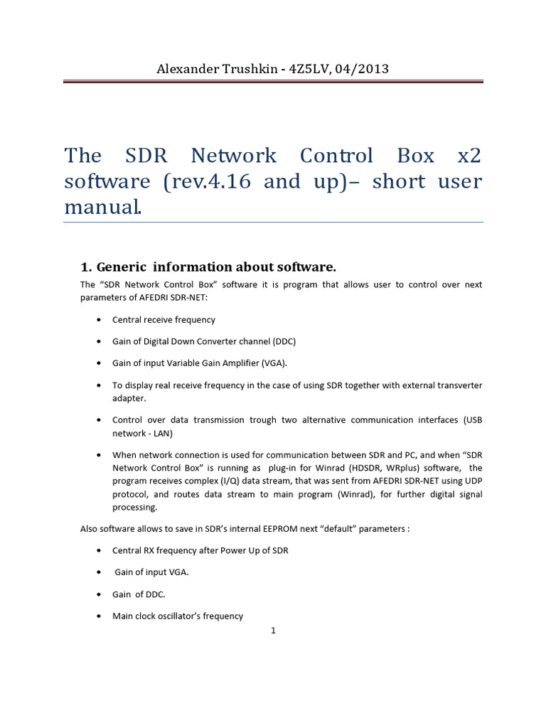 SDR Network Control Box User Manual | PDF | Computer Network | Software ...