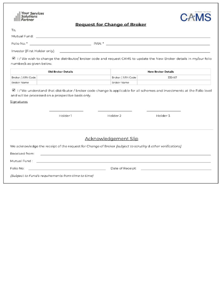 Request For Change in Broker | PDF