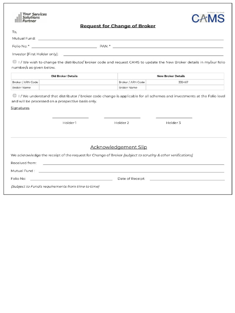 Request For Change in Broker | PDF
