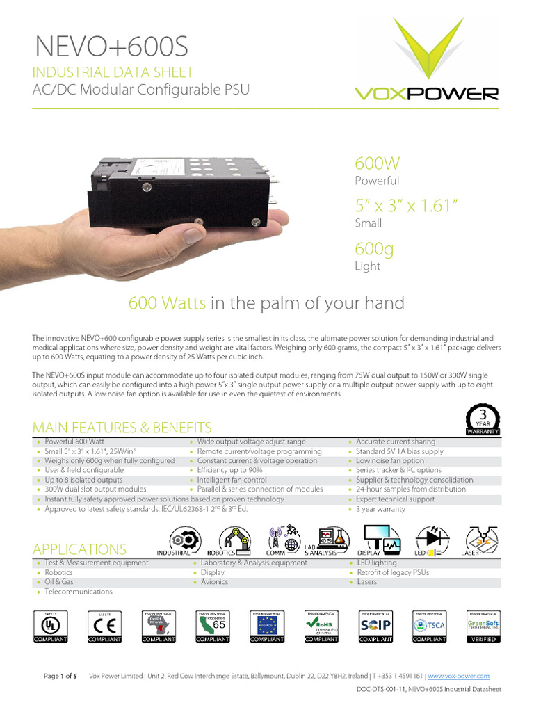 DTS 001 NEVO600S Industrial Datasheet | PDF | Power Supply ...