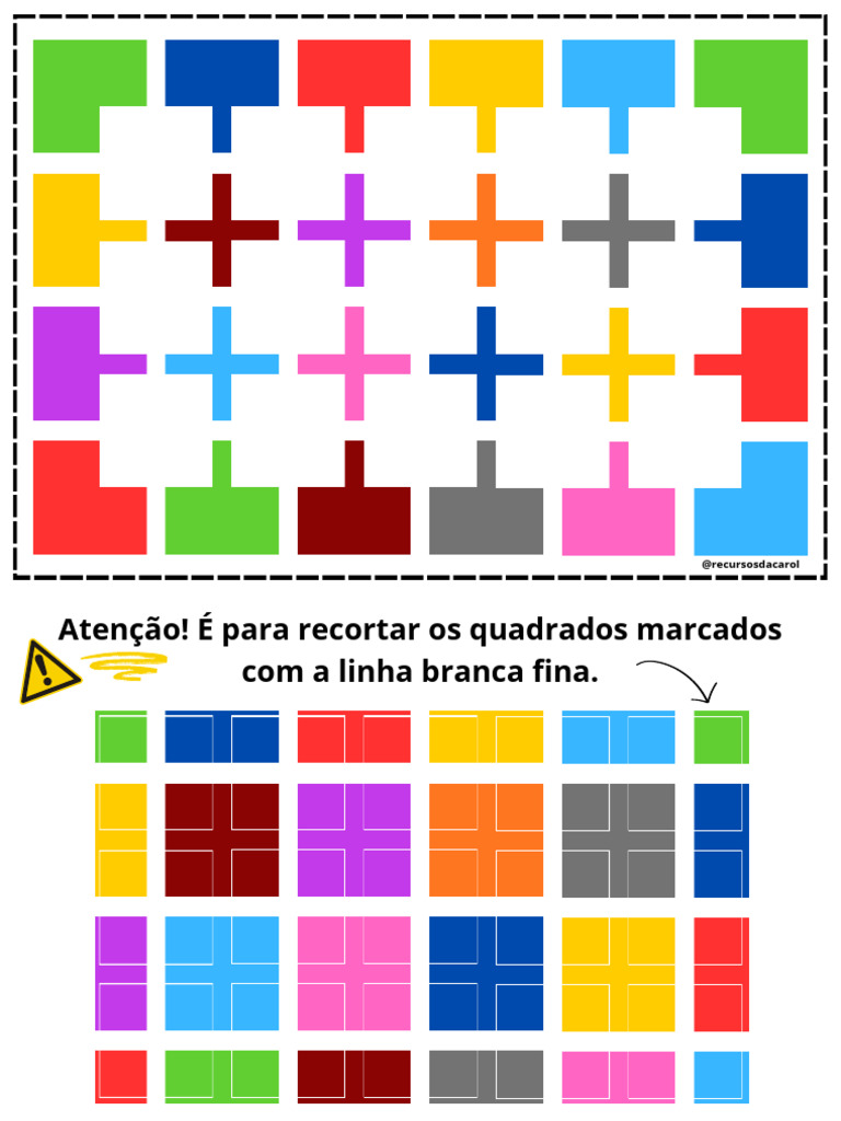 Instruções para Recorte de Quadrados Coloridos | PDF