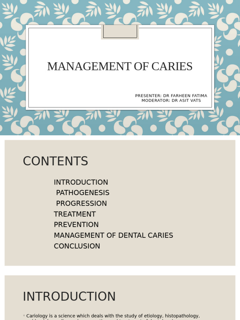 Comprehensive Caries Management Guide | PDF | Human Tooth | Oral Hygiene