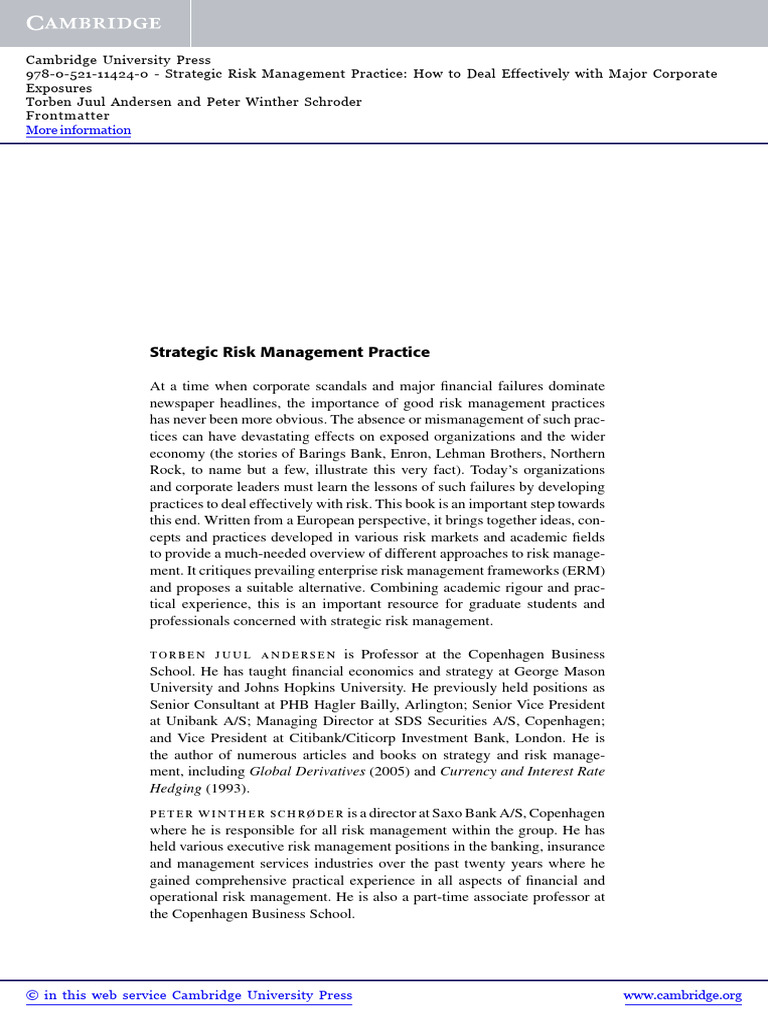 Strategic Risk Management Insights | PDF | Risk | Risk Management