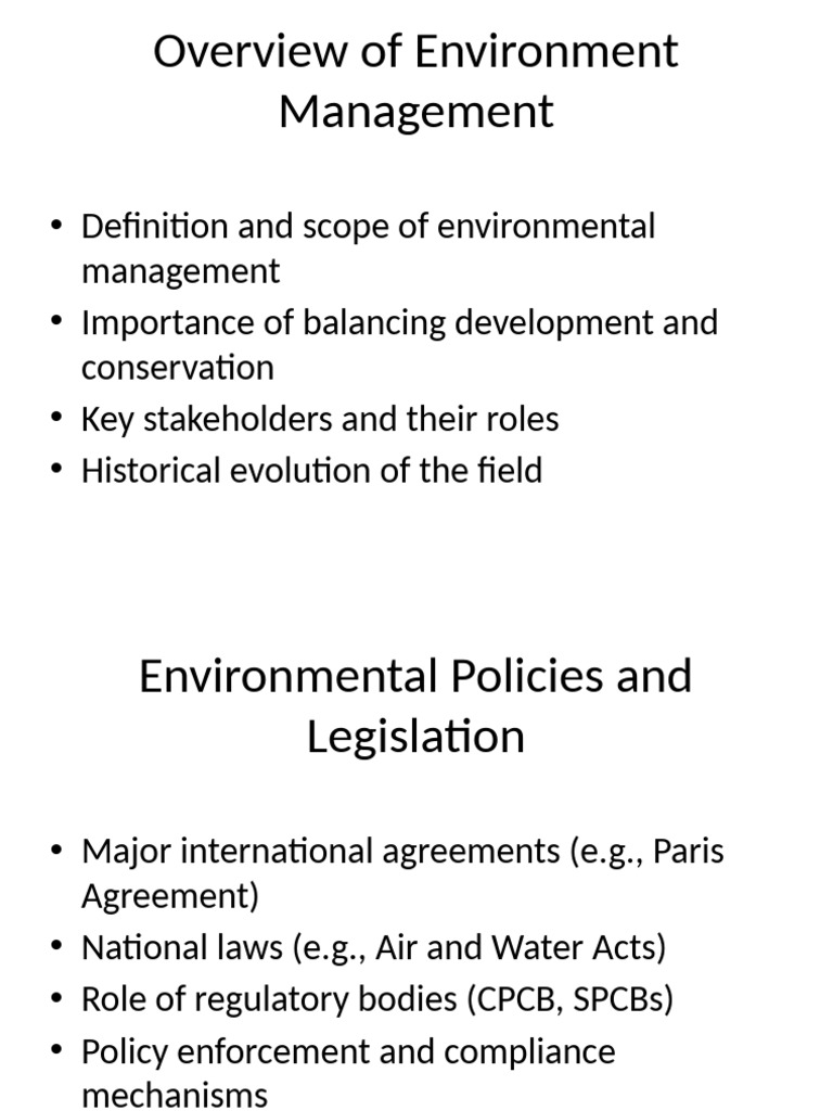 Environmental Management Overview | PDF | Climate Change Mitigation ...