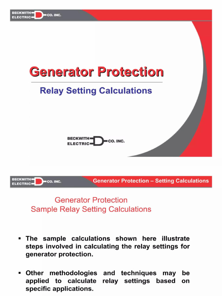 Howgenerator Protection Calculations Settings59957846 | PDF