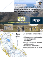 Resultados de la calidad ambiental del agua de la zona alta y media de la cuenca hidrográfica del río Mantaro, El Mantaro Revive, Junín-Perú