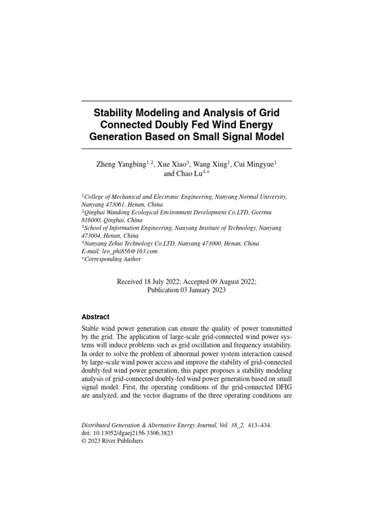 Stability Analysis of Doubly Fed Wind Power | PDF | Wind Power ...