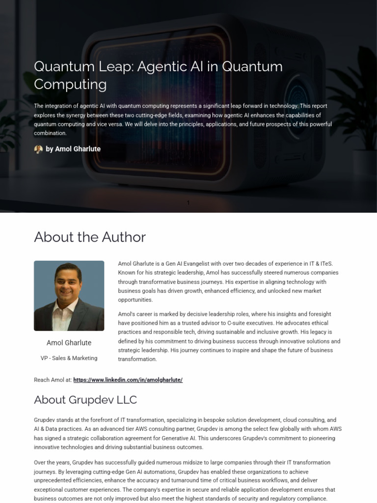 Agentic AI and Quantum Computing Synergy | PDF | Quantum Computing ...