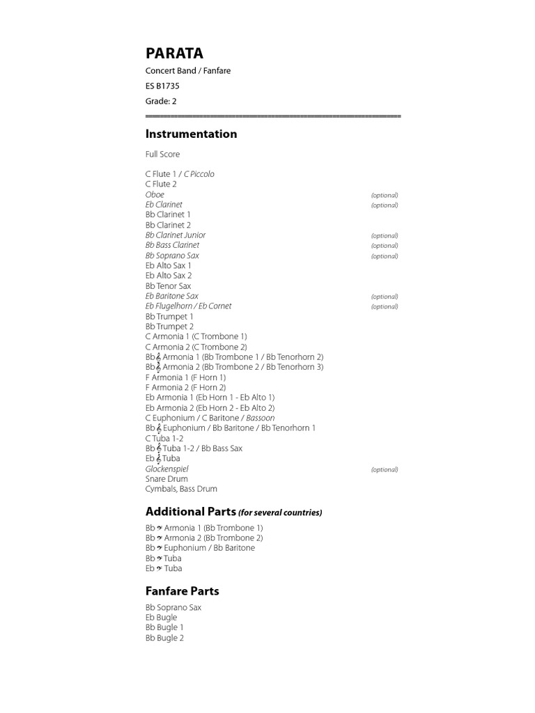 PARATA - Score | PDF | Woodwind Instruments | Music Technology