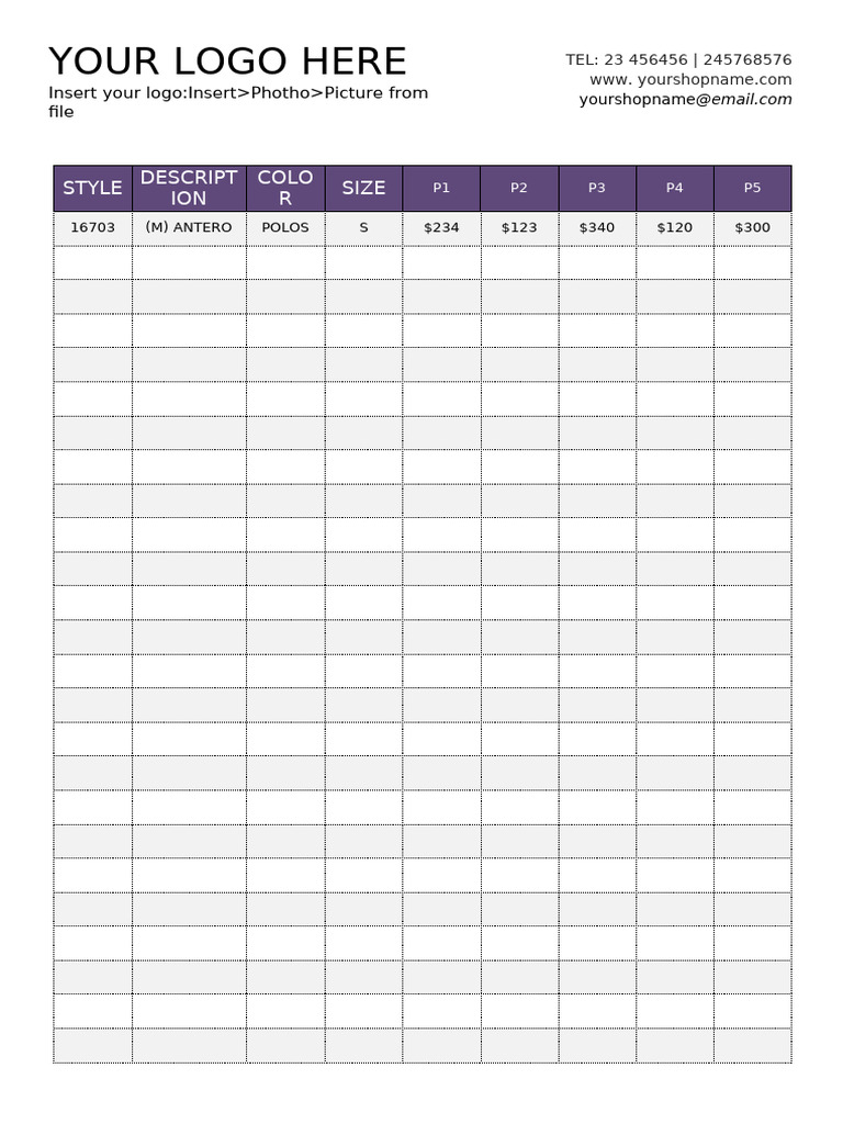 Price Sheet Id25 | PDF