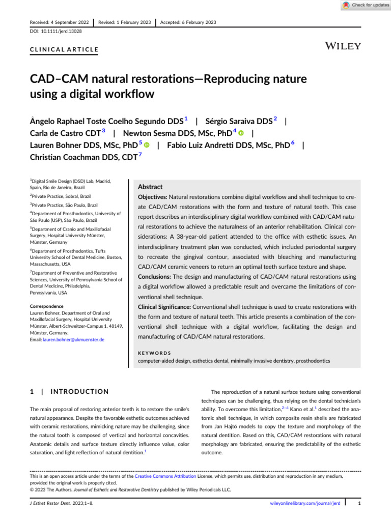 CAD CAM Natural Restorations Reproducing Nature Using A Digital ...