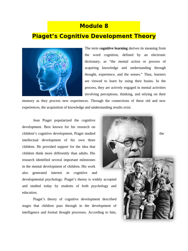 Piaget's Stages of Cognitive Development | PDF | Cognitive Development ...