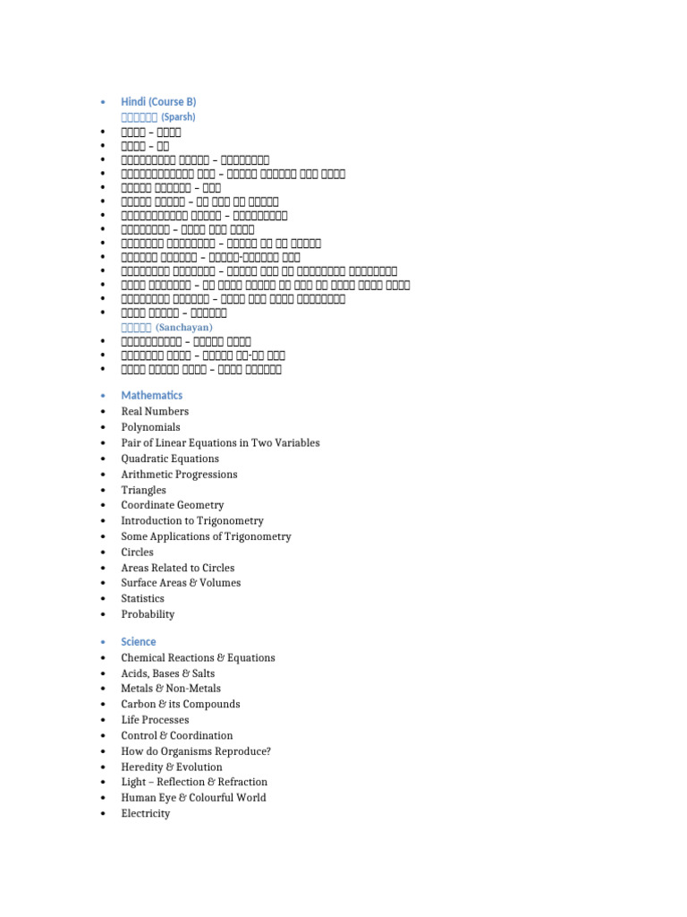 Class 10 Chapters 2025 26 | PDF