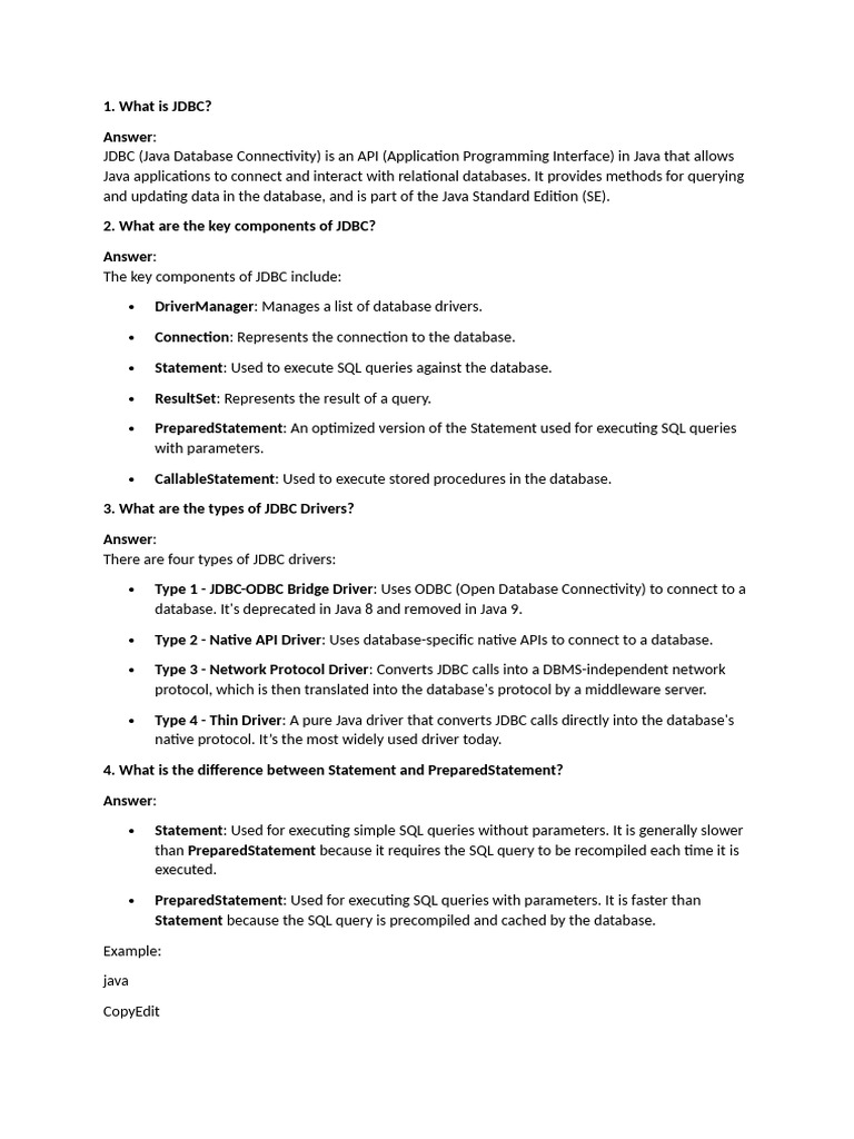 JDBC Qna | PDF | Computing | Data Management