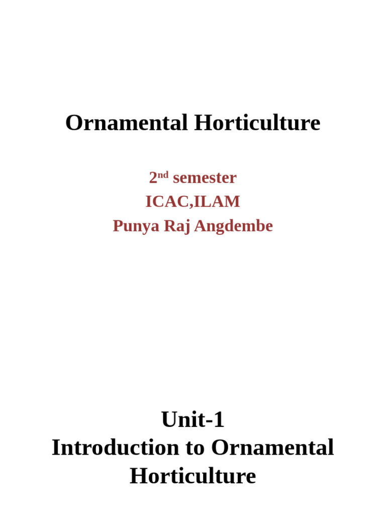 Overview of Ornamental Horticulture | PDF | Horticulture | Plants