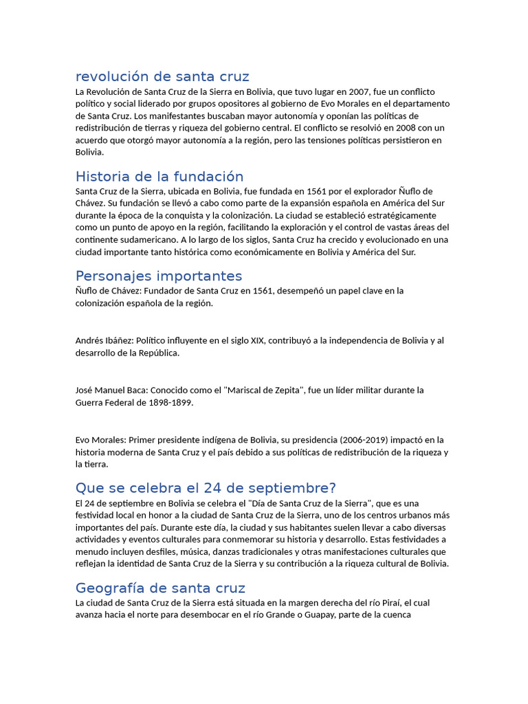Revolución de Santa Cruz | PDF | Bolivia | Cocina norteamericana