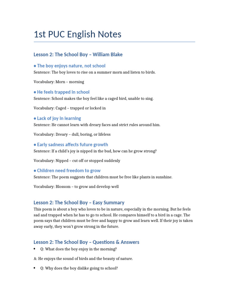 1ST PUC ENGLISH NOTES PDF DOWNLOAD 2021 intelligence overview