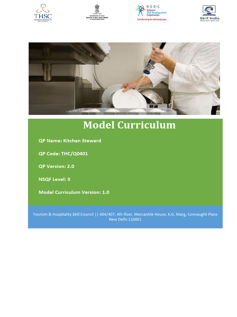 Kitchen Steward Model Curriculum Overview | PDF | Personal Protective ...