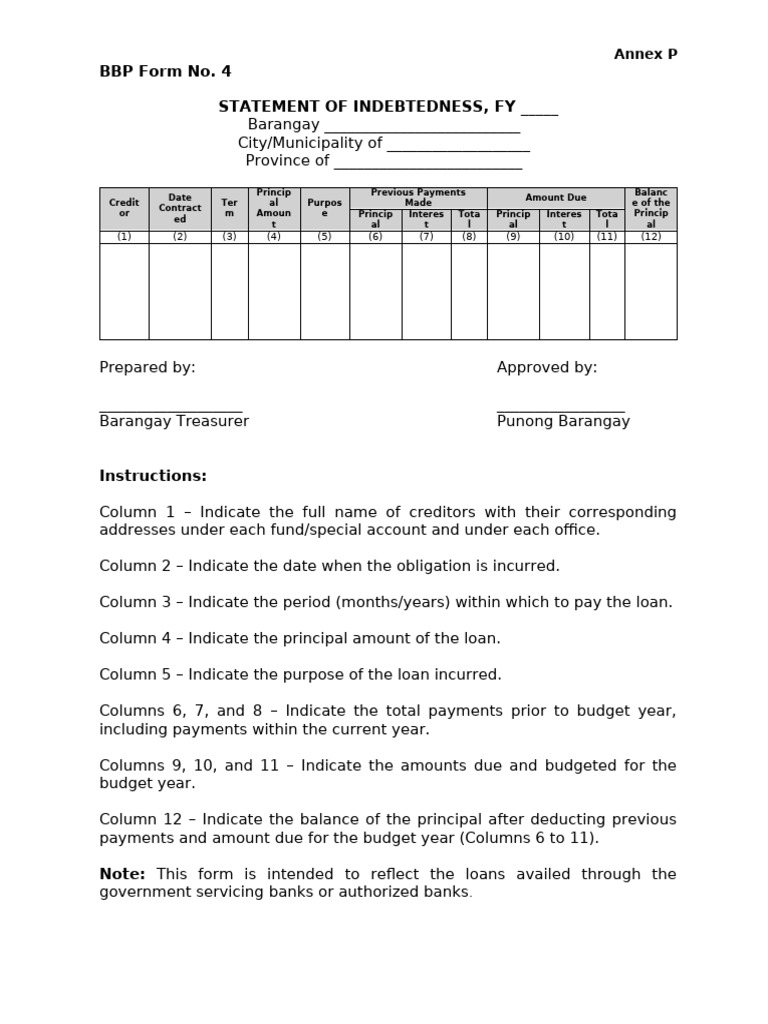 Annex P - BBP Form No. 4 | PDF