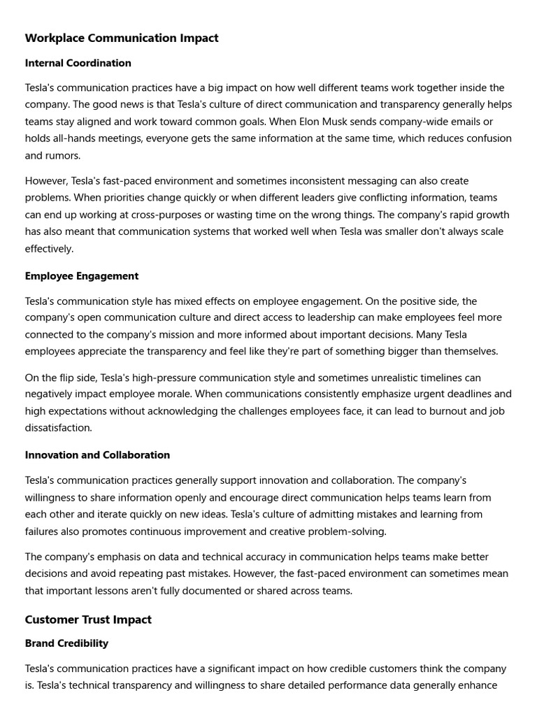 Tesla's Communication Practices Impact | PDF | Communication | Brand