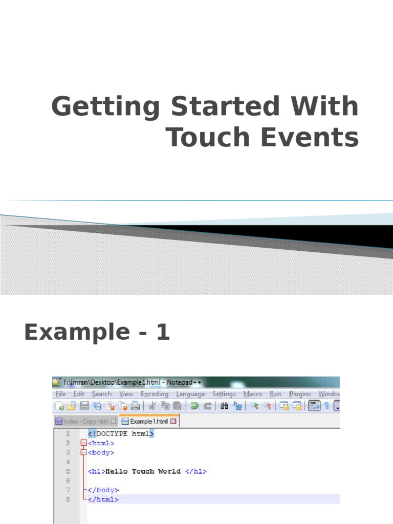 9.2 Topic 03 - Getting Started With Touch Events | PDF