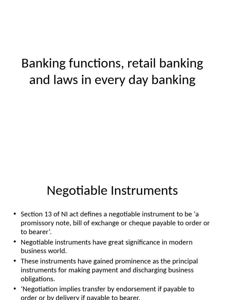 Understanding Negotiable Instruments in Banking | PDF | Negotiable ...