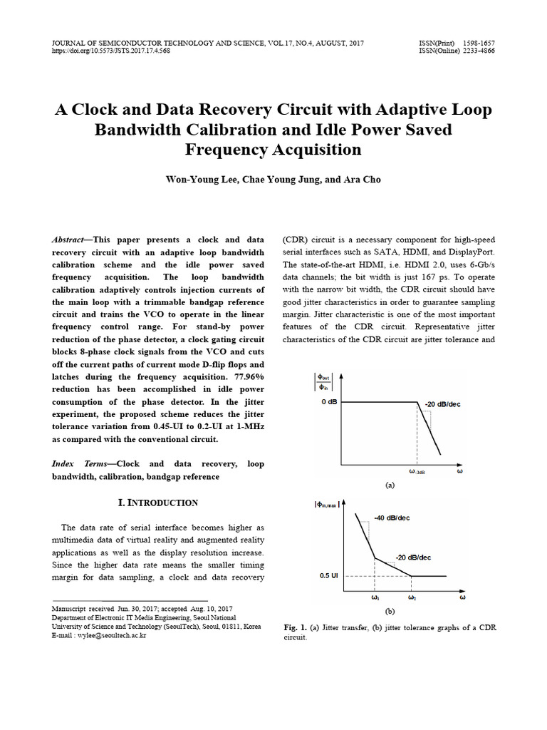 A Clock and Data Recovery Circuit With Adaptive Loop Bandwidth | PDF ...