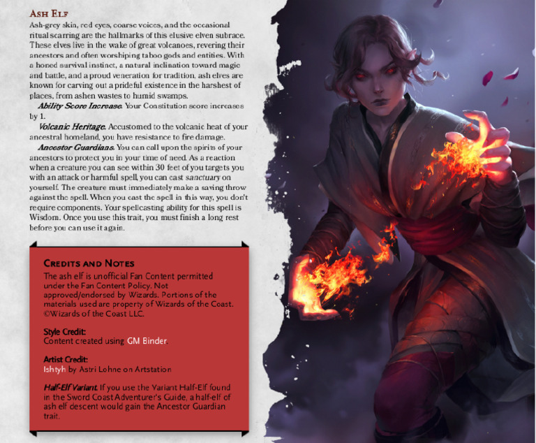 Elf Subrace - Ash Elf | PDF