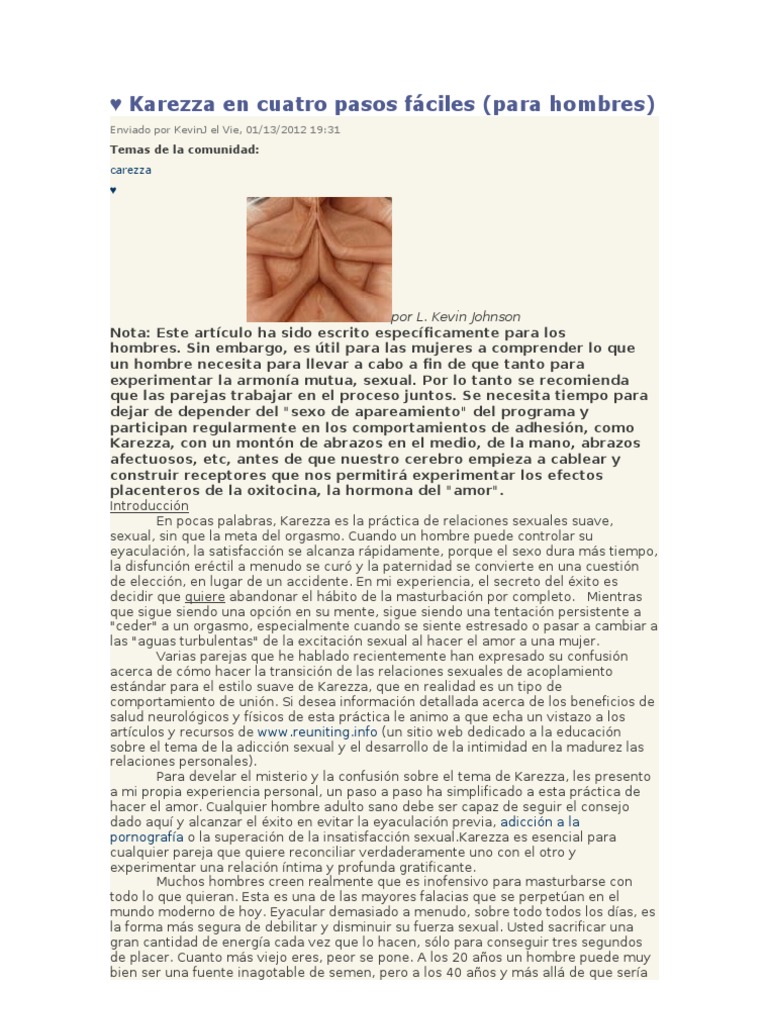 Karezza: Guía para hombres en 4 pasos | PDF | Orgasmo | Relaciones sexuales