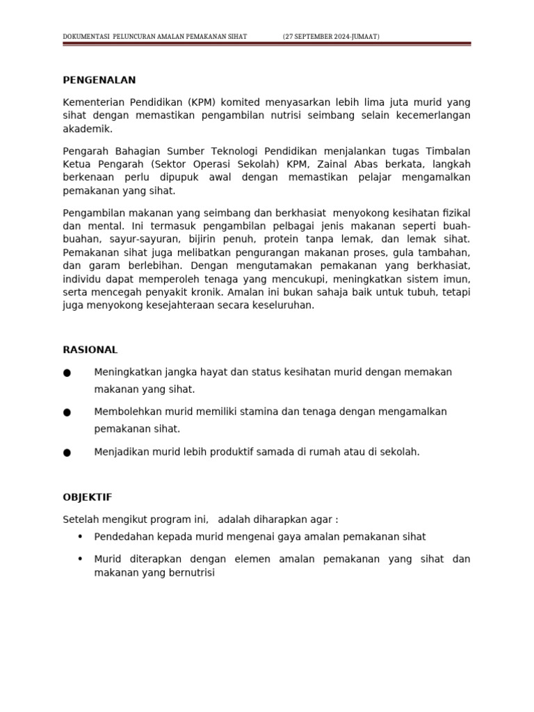 Dokumentasi Program Makanan Sihat | PDF