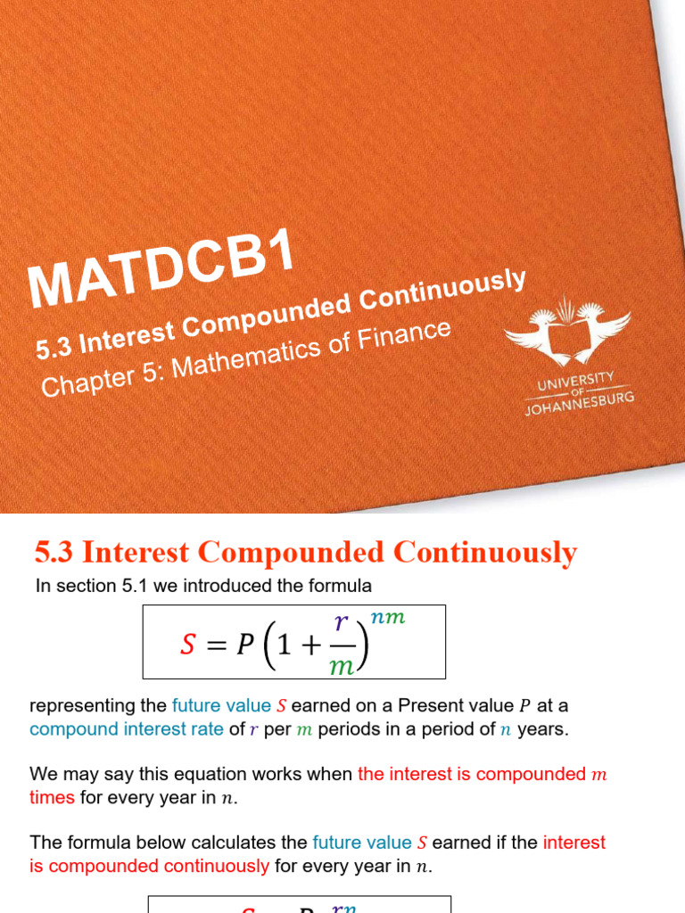 Continuous Compounding Explained | PDF | Interest | Present Value