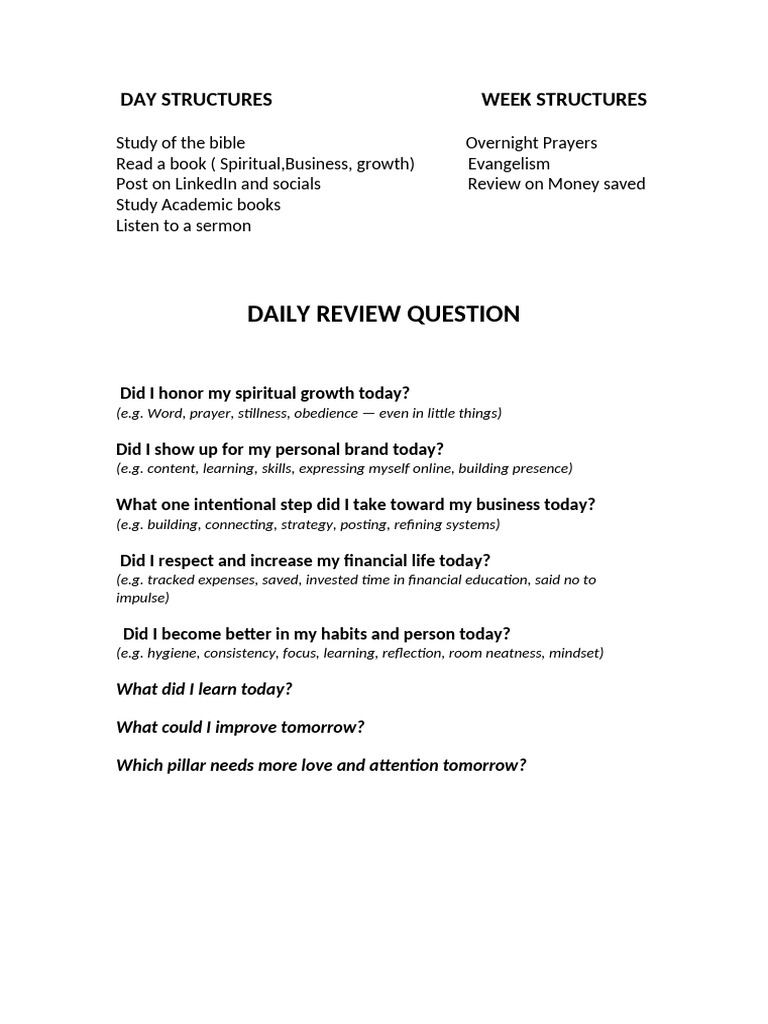 Structure For The Day | PDF