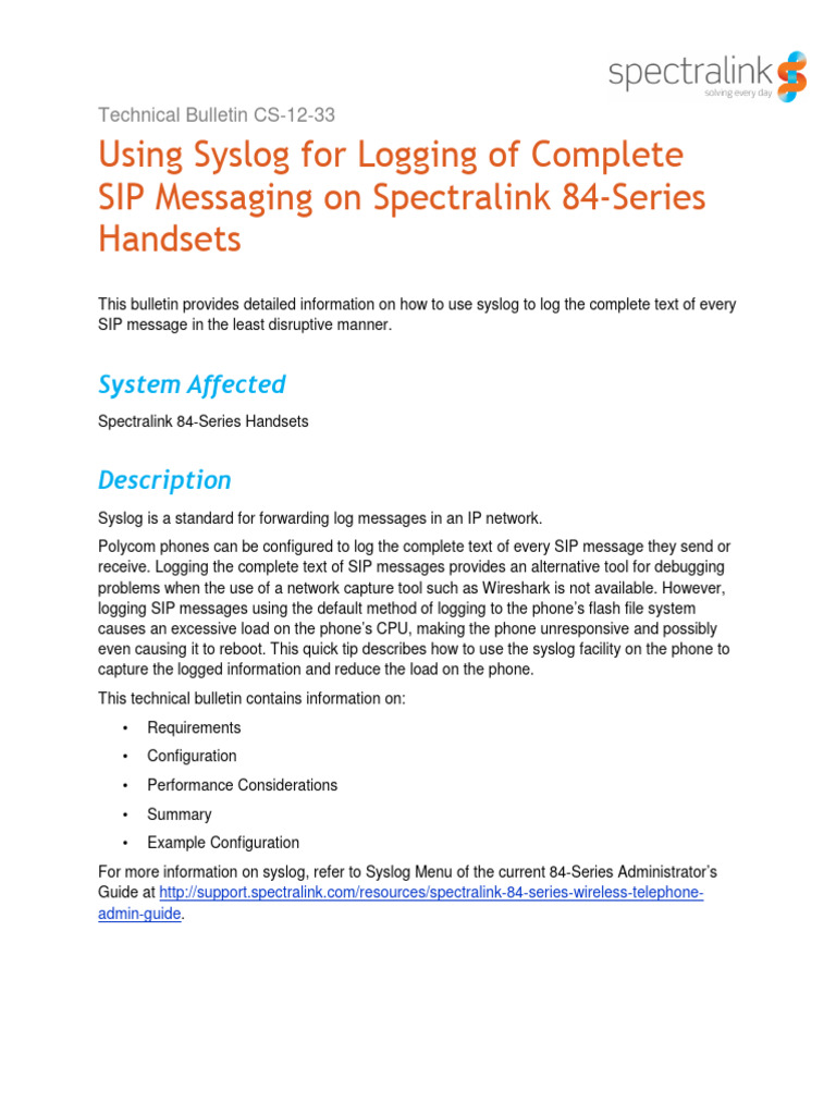 Syslog Setup for Spectralink 84-Series | PDF | Session Initiation ...