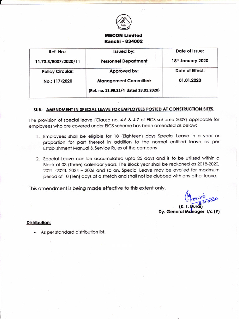 PC 117-2020 - Amendment in Special Leave-18012020 | PDF